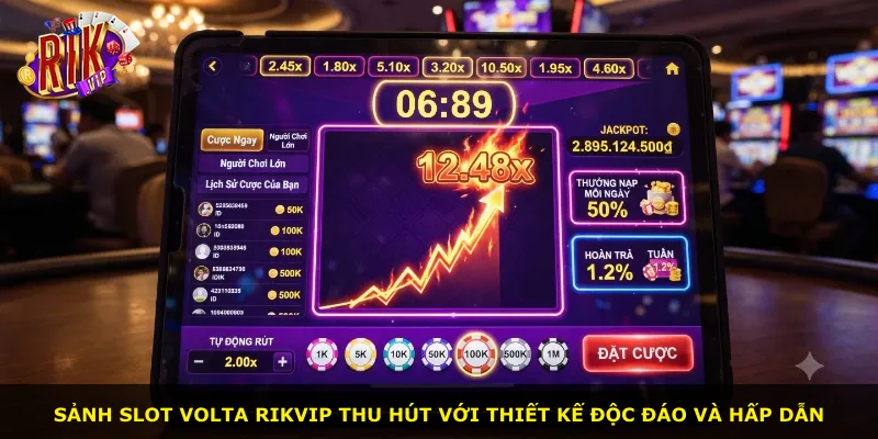 Sảnh slot Volta Rikvip thu hút với thiết kế độc đáo và hấp dẫn